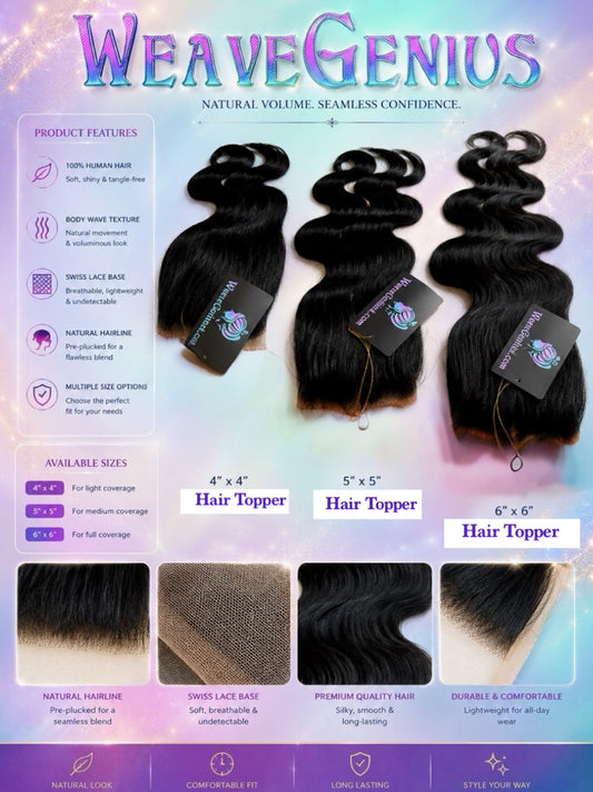 Hair Replacement Hair Toppers | Natural Black & Colored | Premium Remy Indian Hair