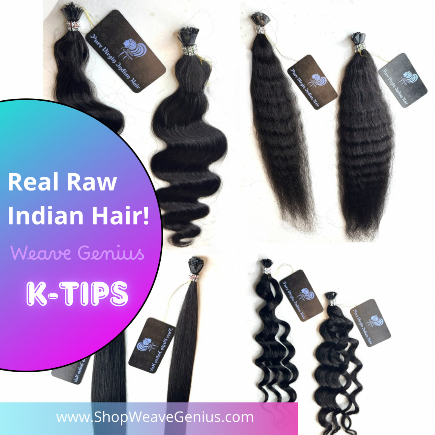 Natural Black Hair Fusion MIni K-Tips & Traditional K-Tips
