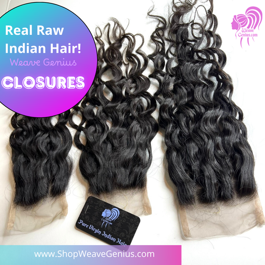 Natural Black & Colored ~ Premium Virgin Indian Hair 4x4 Lace Closure