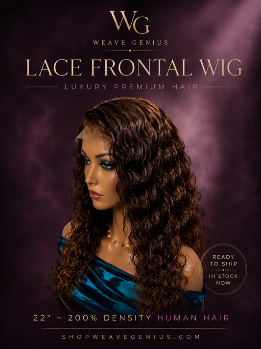 Ready To Ship | 18” Lace Frontal Wig – Dark Copper | 200% Density Human Hair Wig