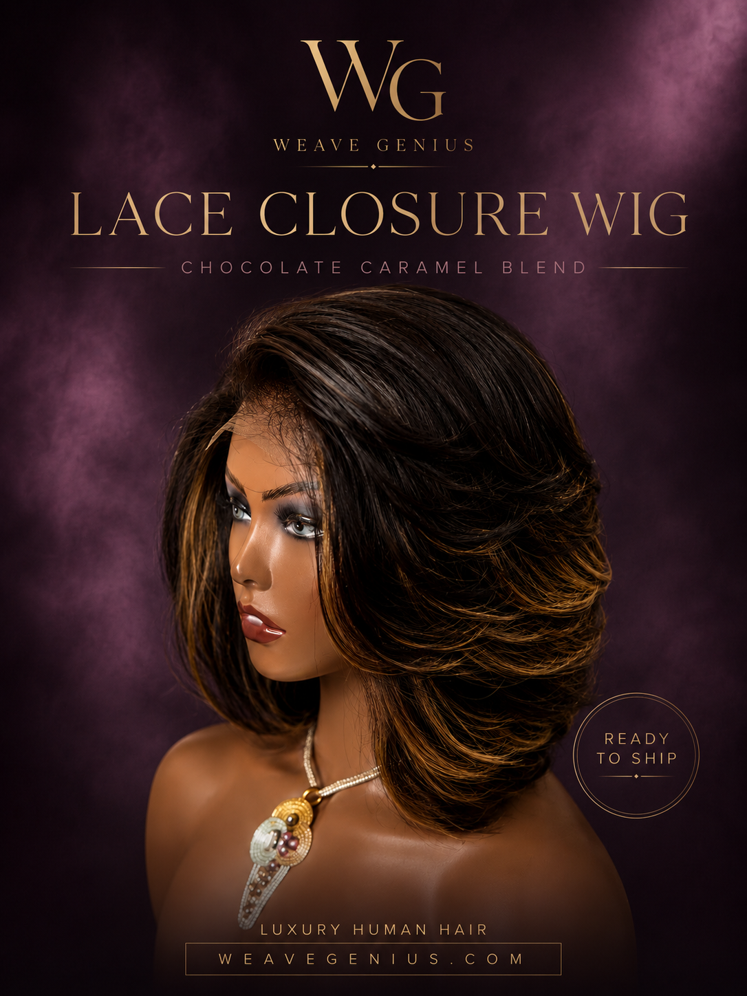 Ready To Ship | 10" Feathered Bob | Chocolate Caramel Blend