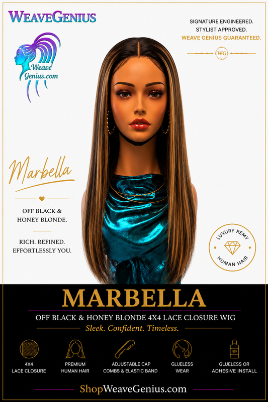 Marbella | Lace Closure Human Hair Wig – Off Black& Honey Blonde