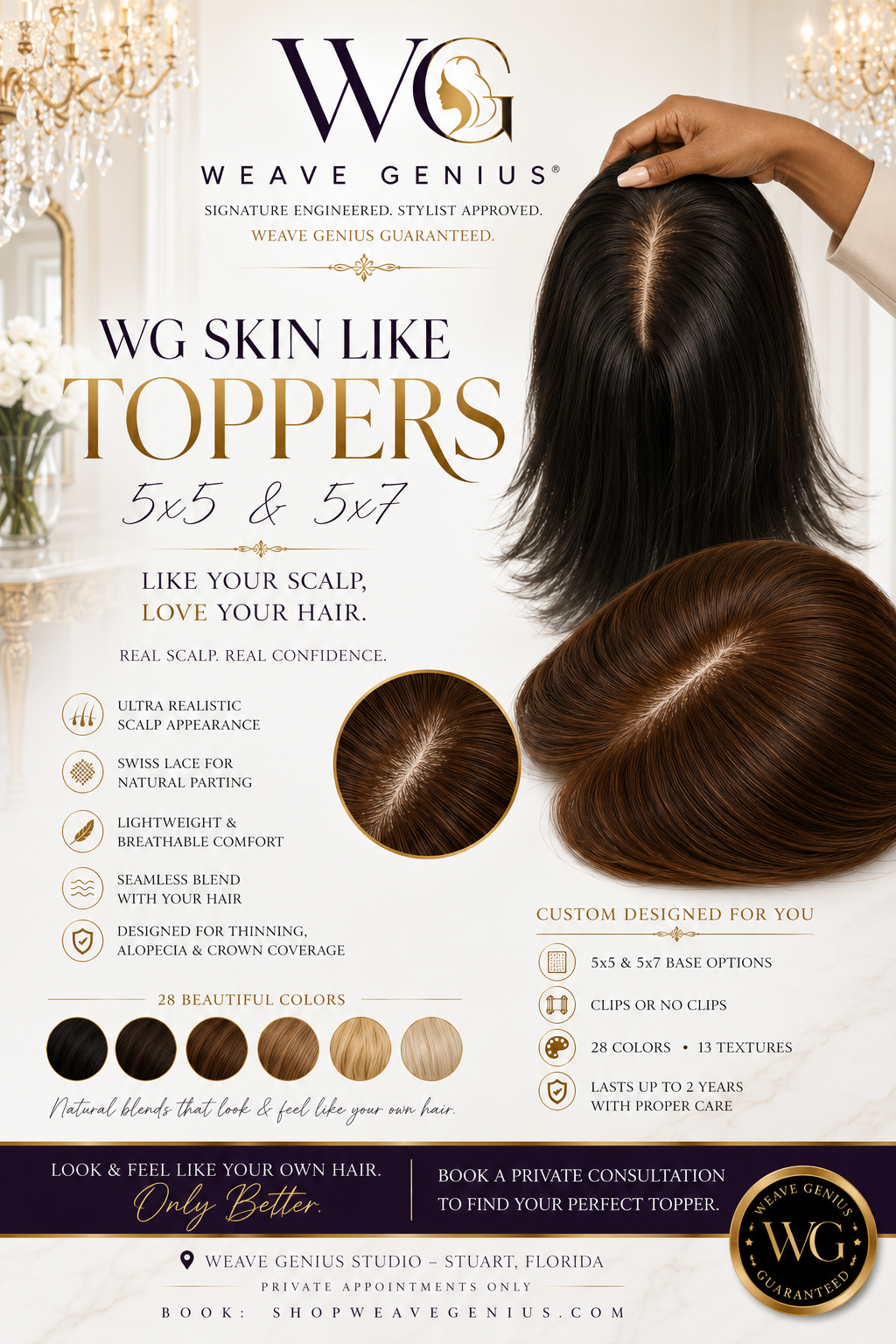 Skin Like Hair Toppers Hair Replacement | Premium Remy Indian Hair | 28 Colors