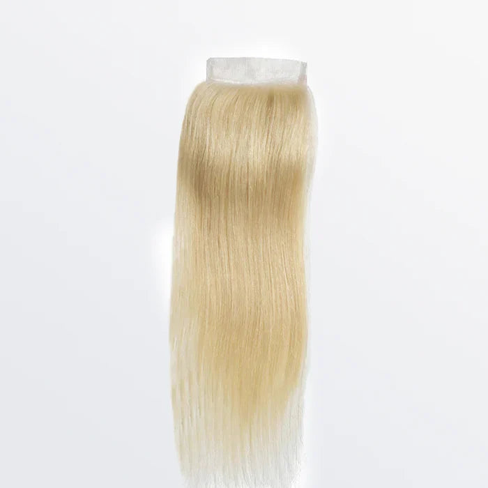 Straight #613 Blonde Brazilian 100% Virgin Hair Bundles 4x4 Lace Closure