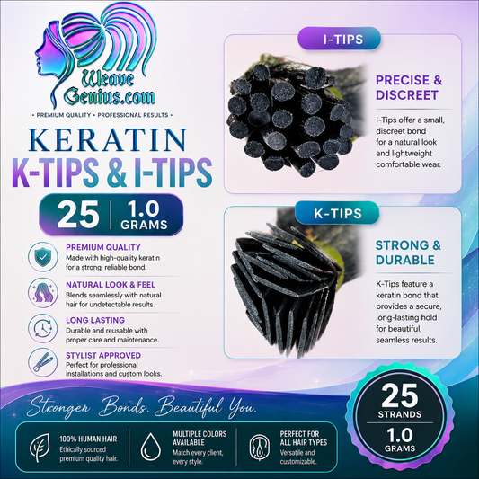 In Stock | Bone Straight | K-Tips & I-Tips | Natural Black or Blonde