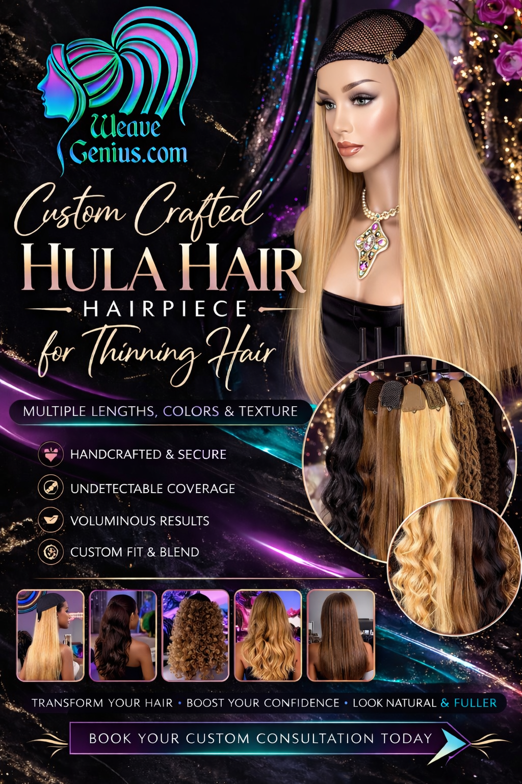 Custom Made Hula Hairpiece (Halo Hairpiece)