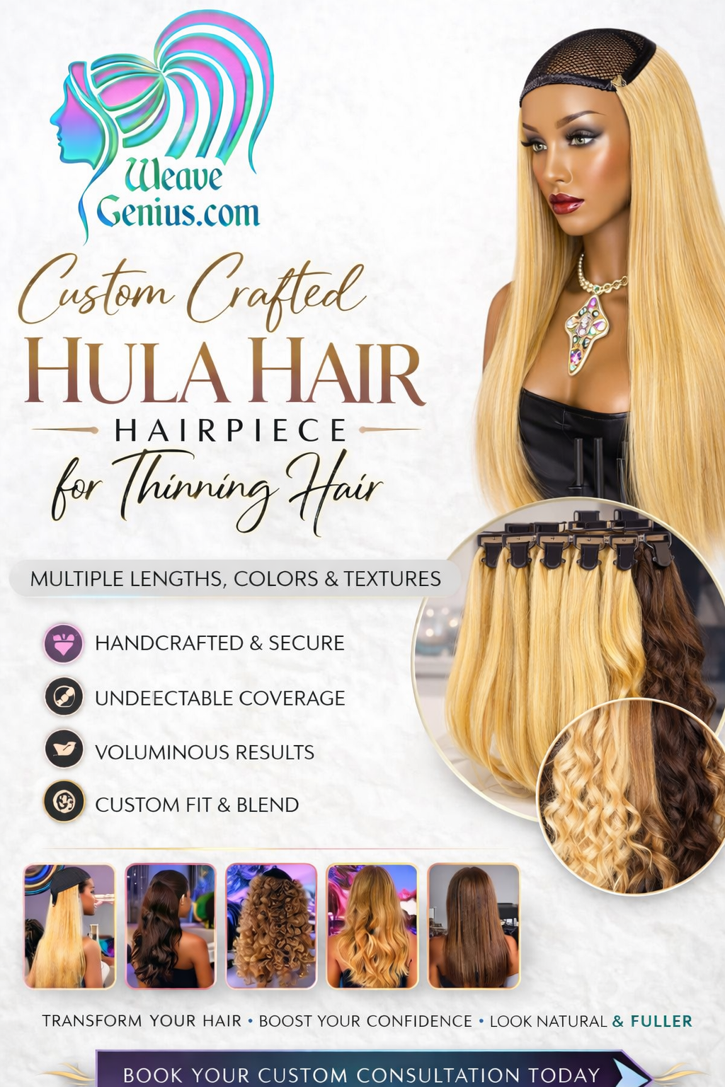 Custom Made Hula Hairpiece (Halo Hairpiece)
