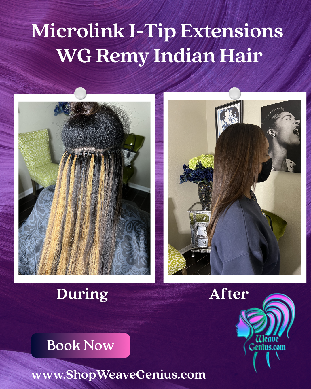 I-Tip Hair Extensions – Hair Included (Natural Black 1B or Bonde 613) | Stuart FL