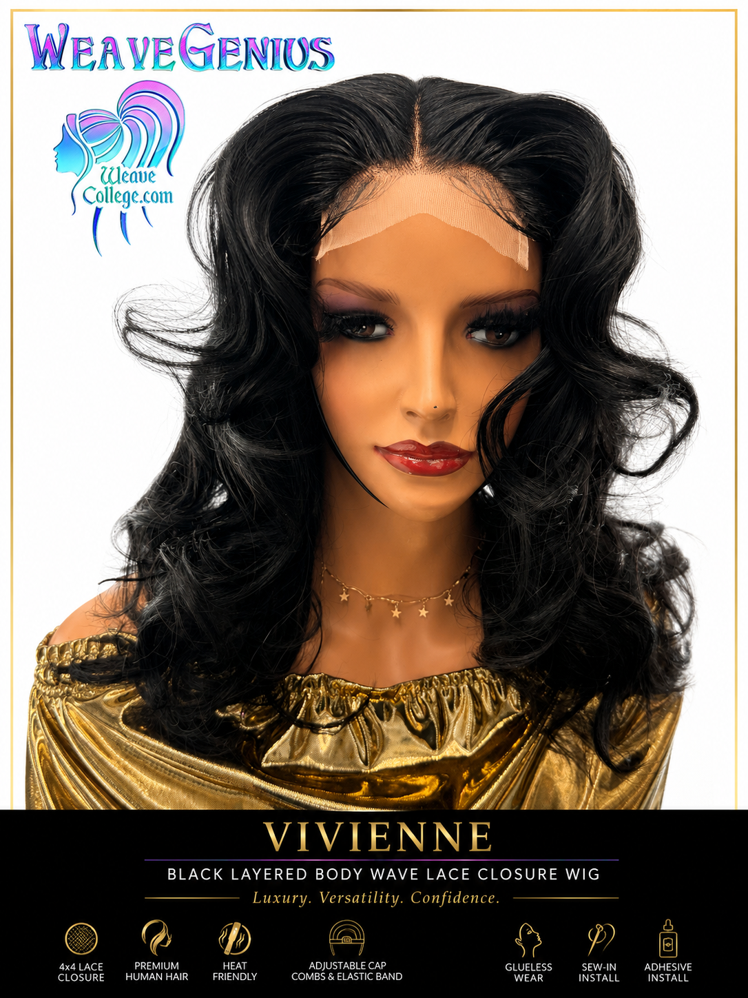 Vivienne | 18” Black Lace Closure Wig