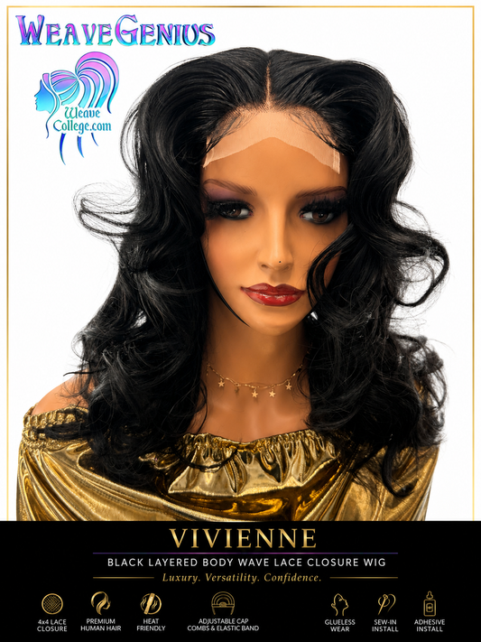 Vivienne | 18” Black Lace Closure Wig