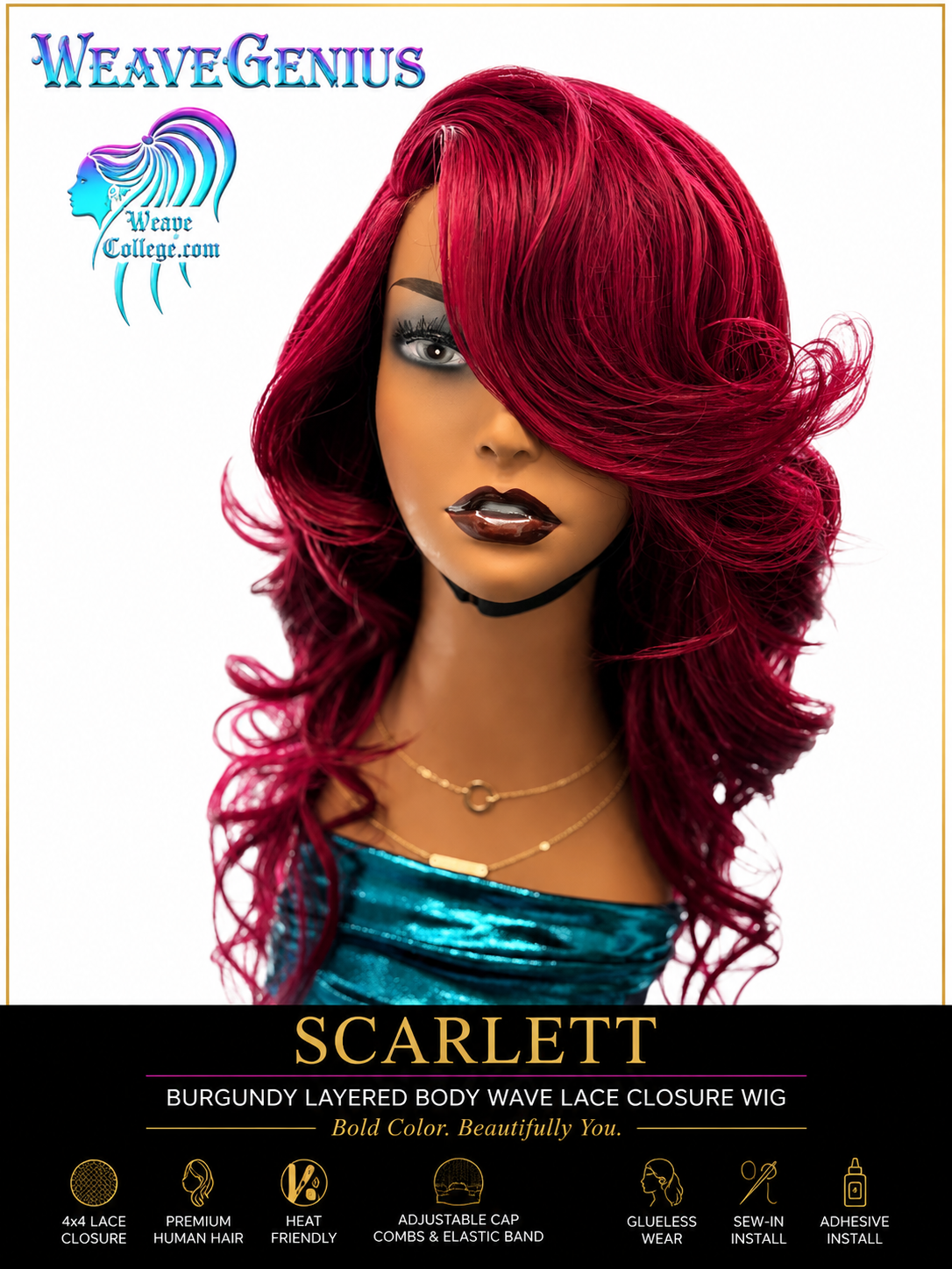 Scarlette | 18” Pink Burgundy Lace Closure Wig