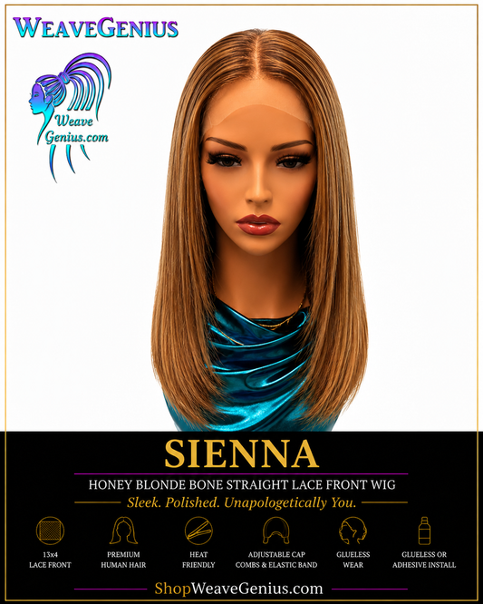 Sienna | Lace Closure Human Hair Wig – Warm Brunette with Honey Highlights