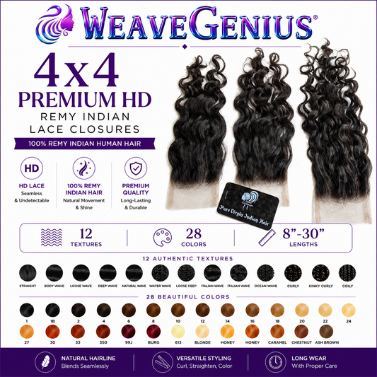 Island Curl 4x4 Lace Closure | Premium Remy Indian Hair | 28 Colors