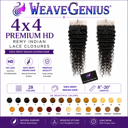 Dreamcurl 4x4 Lace Closure | Premium Remy Indian Hair | 28 Colors