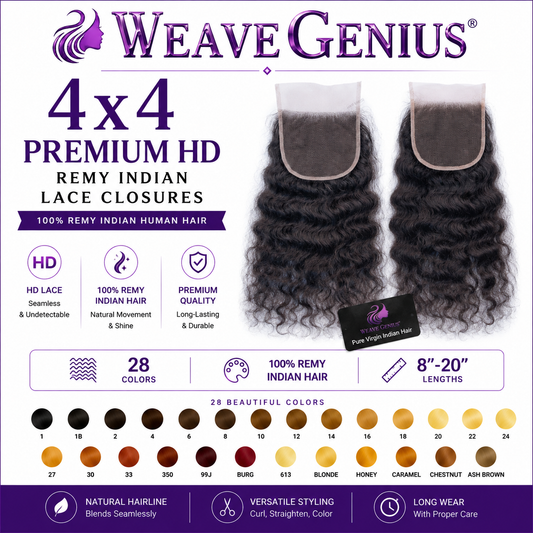 Natural Curly 4x4 Lace Closure | Premium Remy Indian Hair | 28 Colors