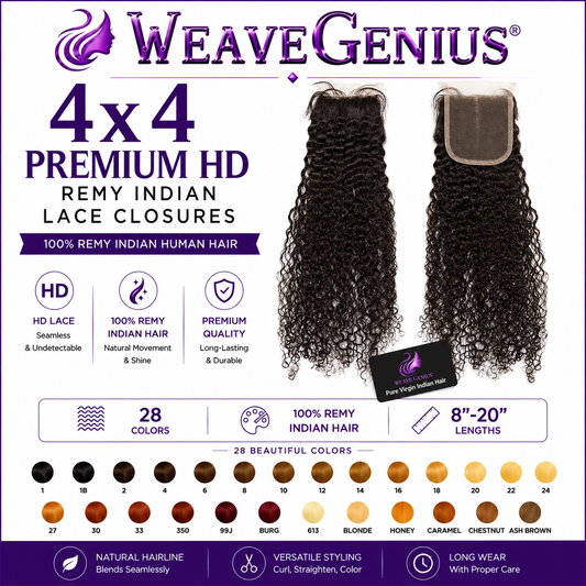 Infinity Curl 4x4 Lace Closure | Premium Remy Indian Hair | 28 Color