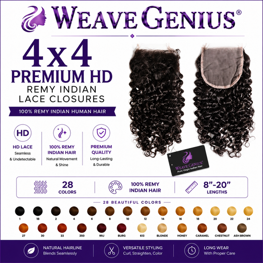 Jerry Curl 4x4 Lace Closure | Premium Remy Indian Hair | 28 Color