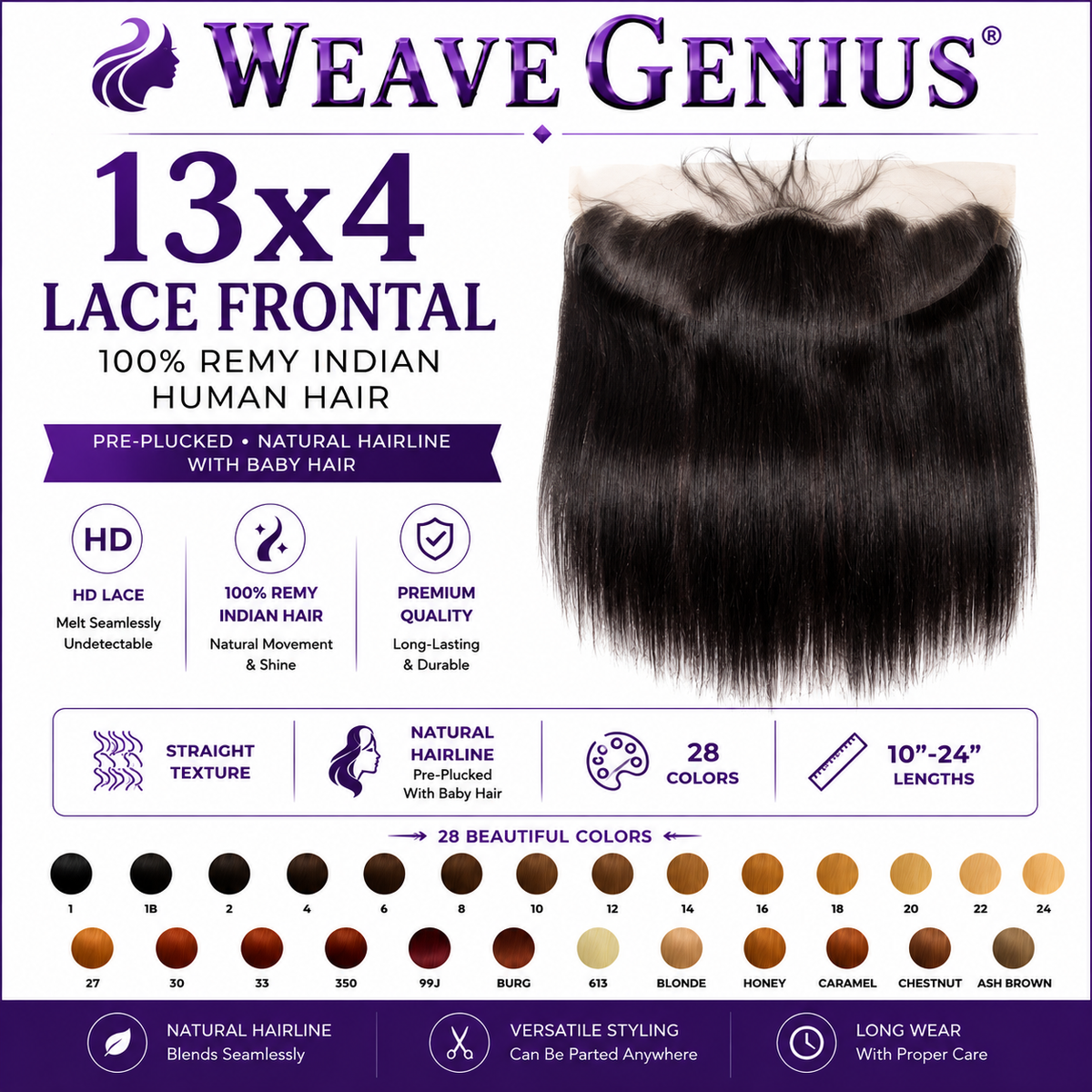 Yakiwave 13x4 Lace Frontal | Premium Virgin Indian Hair | 28 Colors