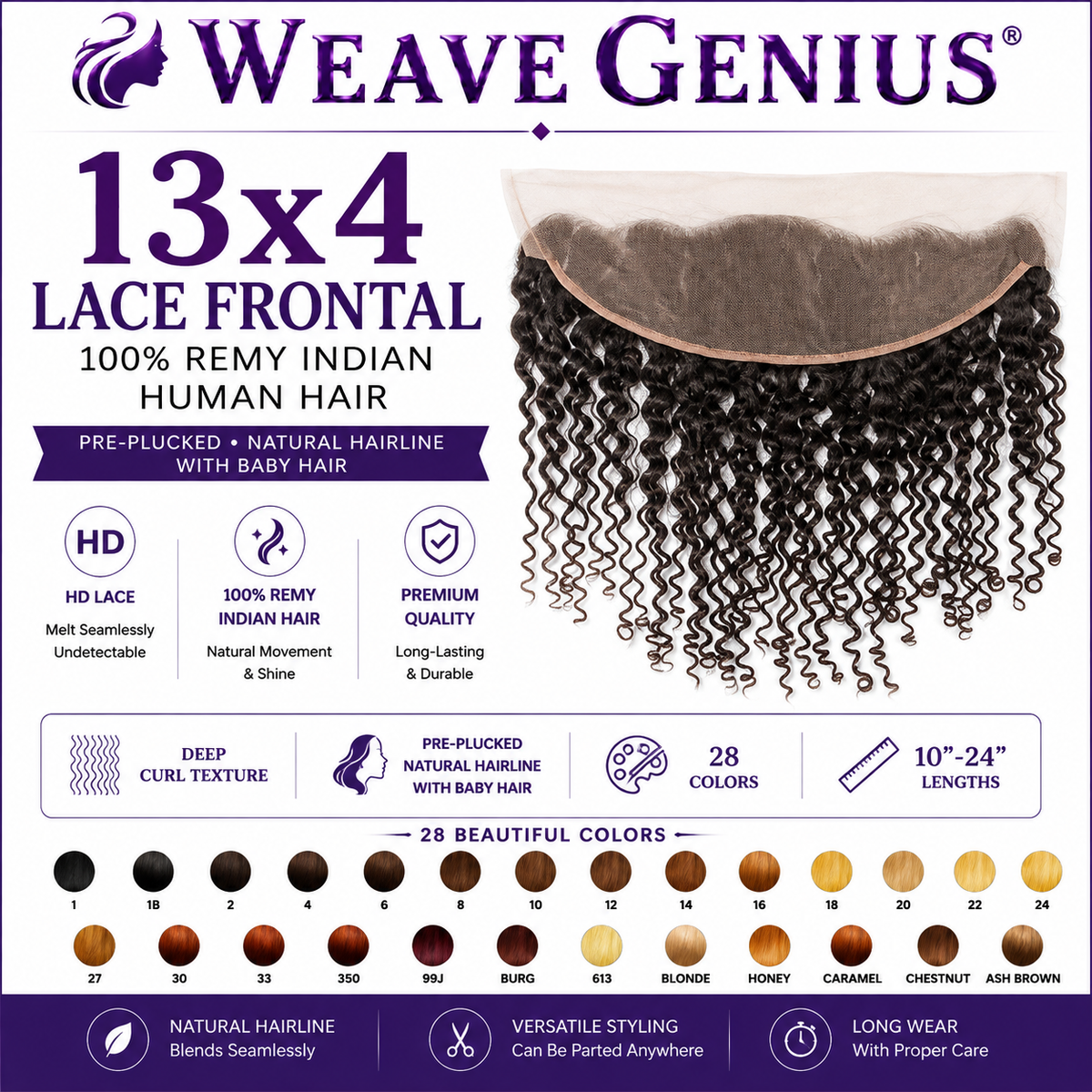 Bohemi Curl 13x4 Lace Frontal | Premium Virgin Indian Hair | 28 Color