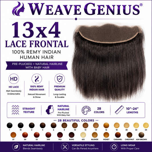 Bone Straight 13x4 Lace Frontal | Premium Virgin Indian Hair | 28 Colors
