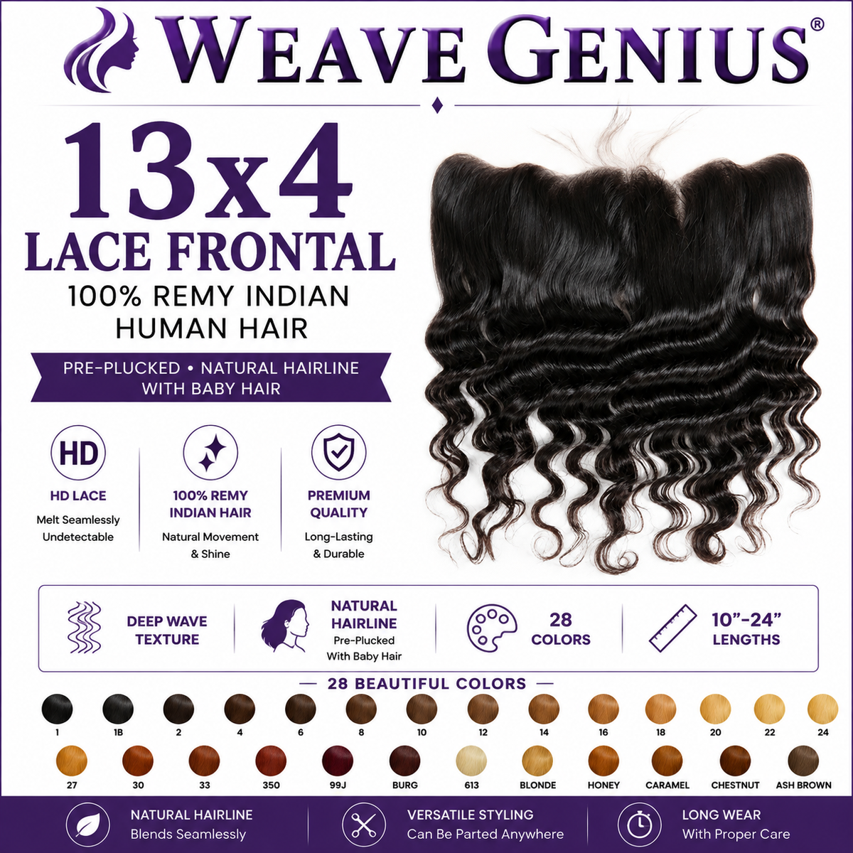 Island Curl 13x4 Lace Frontal | Premium Virgin Indian Hair | 28 Color