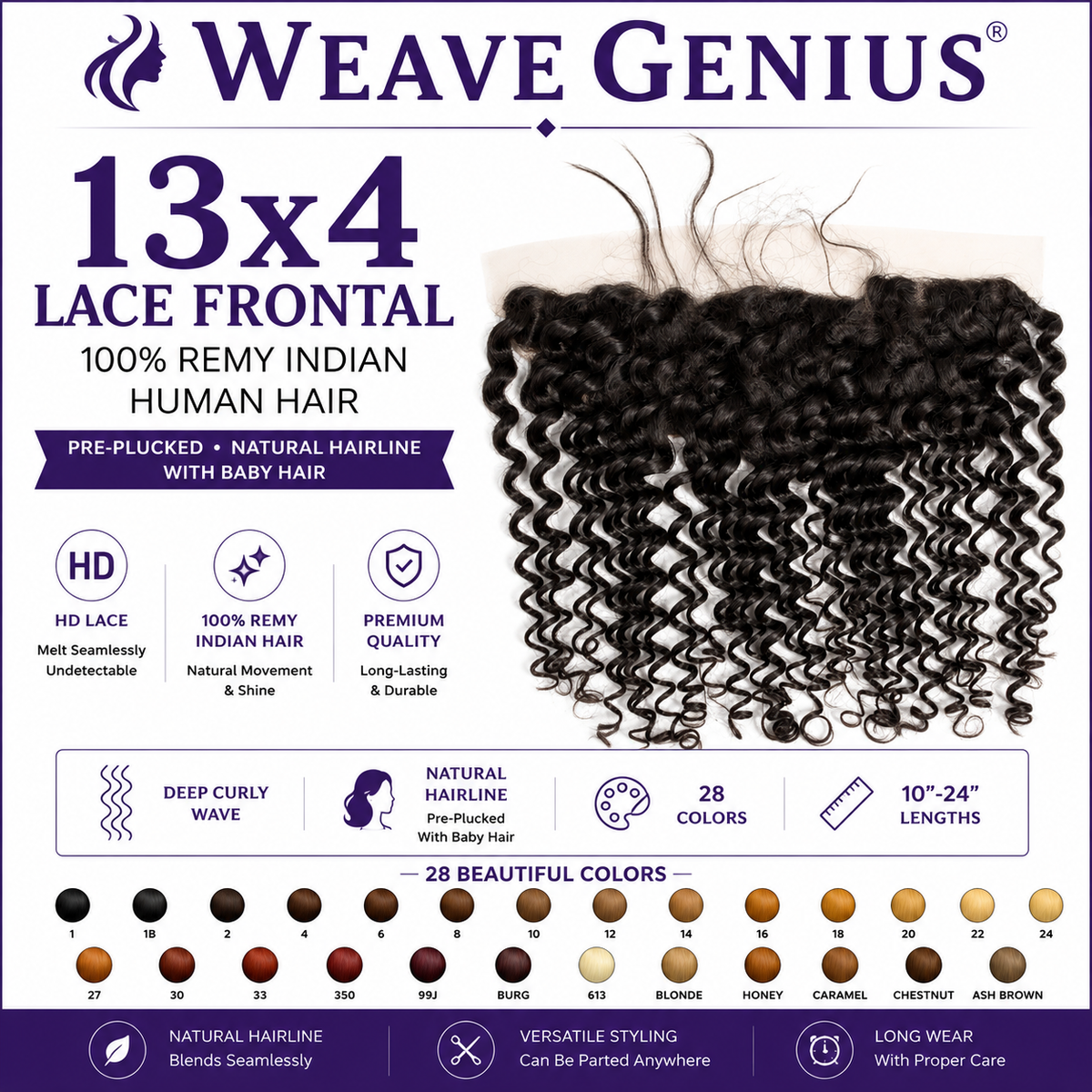 Dream Curl 13x4 Lace Frontal | Premium Virgin Indian Hair | 28 Color