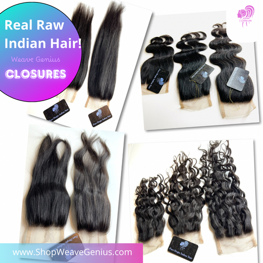 Natural Black ~ Premium Virgin Indian Hair 4x4 Lace Closure