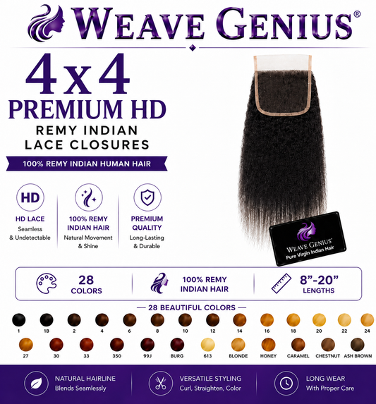 Yakicurl 4x4 Lace Closure | Premium Remy Indian Hair | 28 Colors