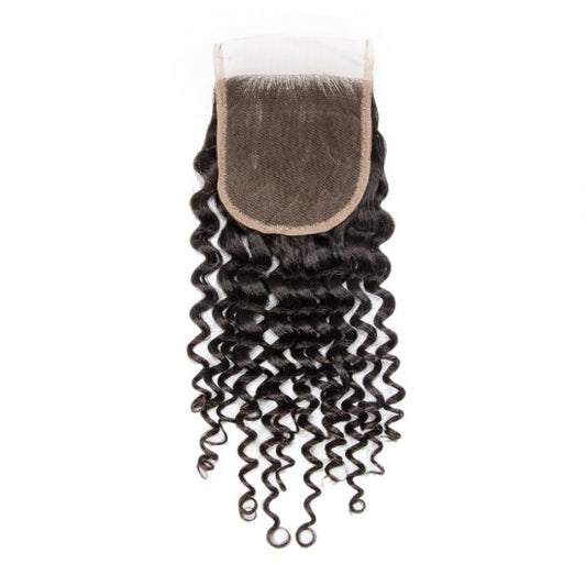 Deep Curly Brazilian 100% Virgin Hair Bundles 4x4 Lace Closure