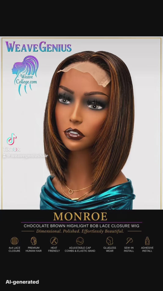 Monroe | 10” Chocolate Brown Highlight Bob Lace Closure Wig