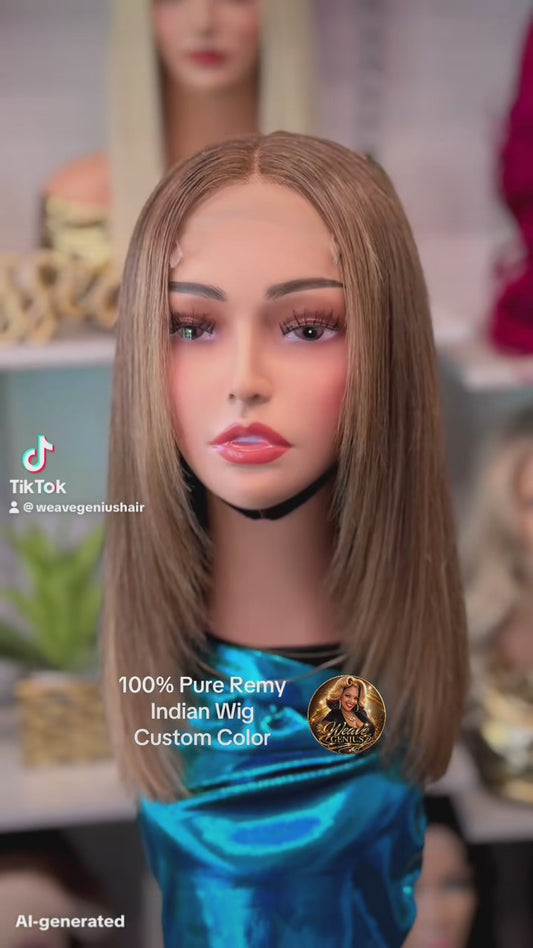 Sienna | Lace Closure Human Hair Wig – Warm Brunette with Honey Highlights