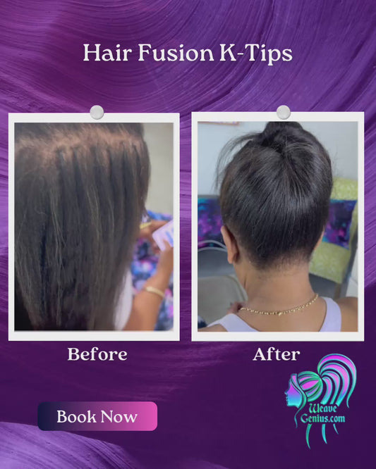 Hair Fusion Natural Black with (Hair Included) K-Tips Install | Stuart FL
